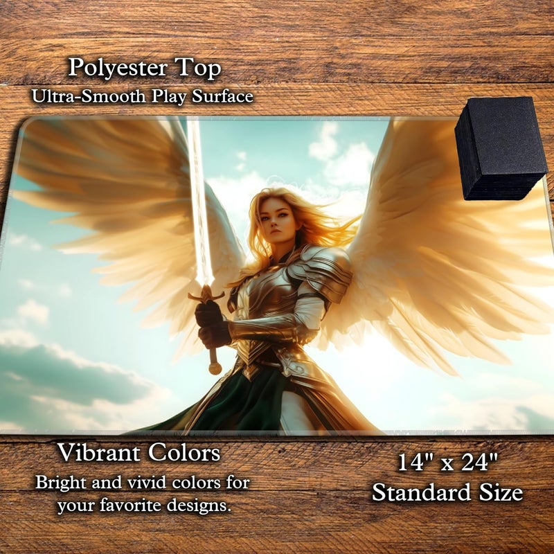 Digital Sorcery Studio Store Card Game Playmat - Premium Stitched Edge - Perfect for MTG Commander Decks (Sigarda Angel Warrior) - Image 3